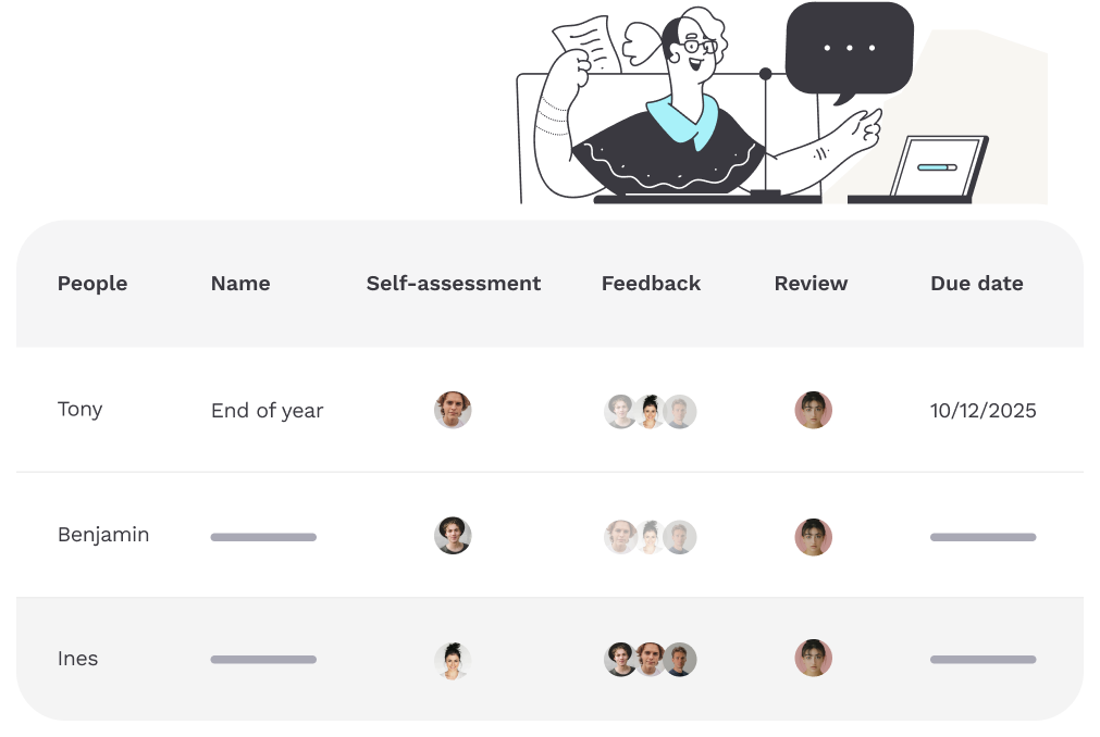 Illustration d'un manager qui a une vue d'ensemble de tous les check-ins programmés